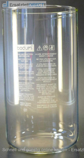Bodum Ersatzglas 1.0L verwendbar passend für Kaffeebereiter (8 cups)