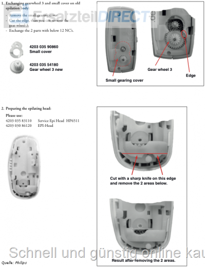 Epilationskopf Head HP6511 Gerät 6491-6493