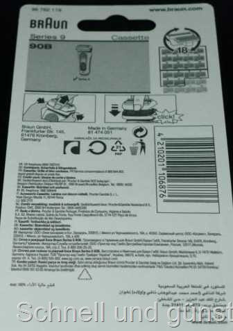Scherkopfkassette Kombipack 90B Series 9 sw