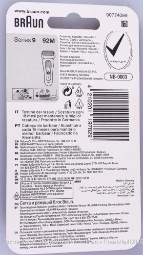 Scherteilekassette Kombipack Scherkopf 92M