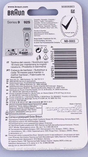 Scherteilekassette Kombipack Scherkopf 92S