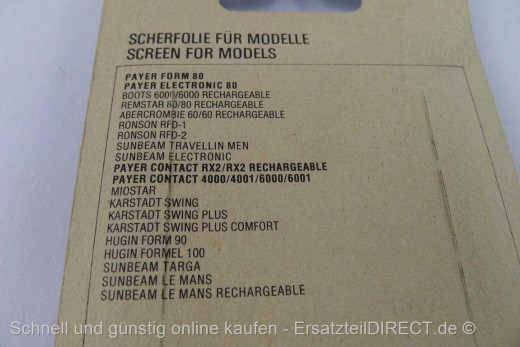 Payer Rasierer Scherfolie Scherblatt Typ 30