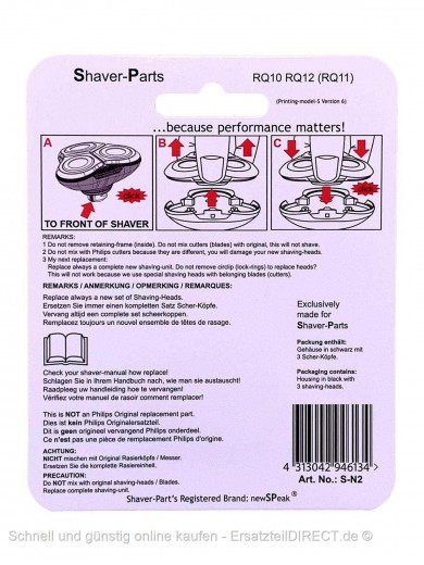 Rasierer Ersatz-Scherköpfe 3x *RQ10 RQ12