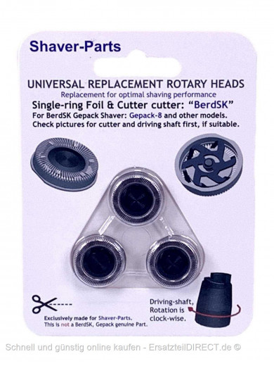 Shaver-Parts Scherkopfset für BerdSK / Gepack8