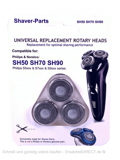 Nova Shaver-Parts 3er Scherköpfe zu SH50 SH70 SH90