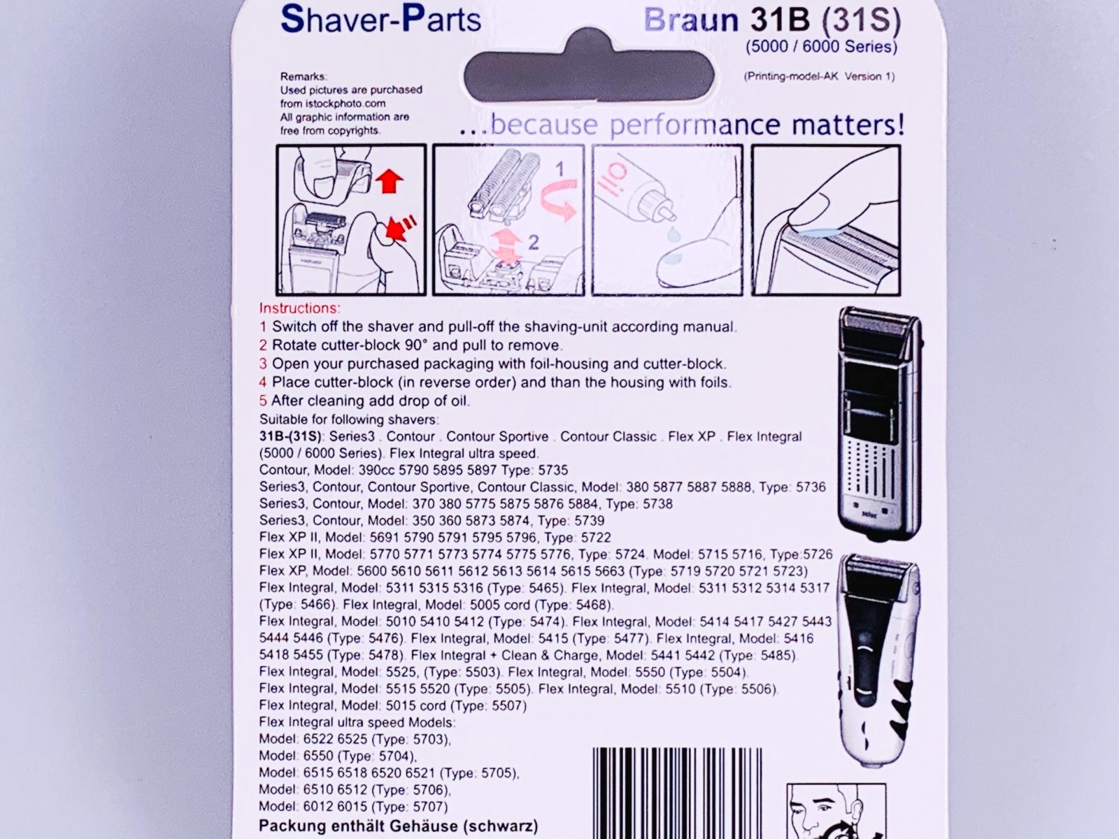 Rasierer Scherfolie + Klinge 31B 6000