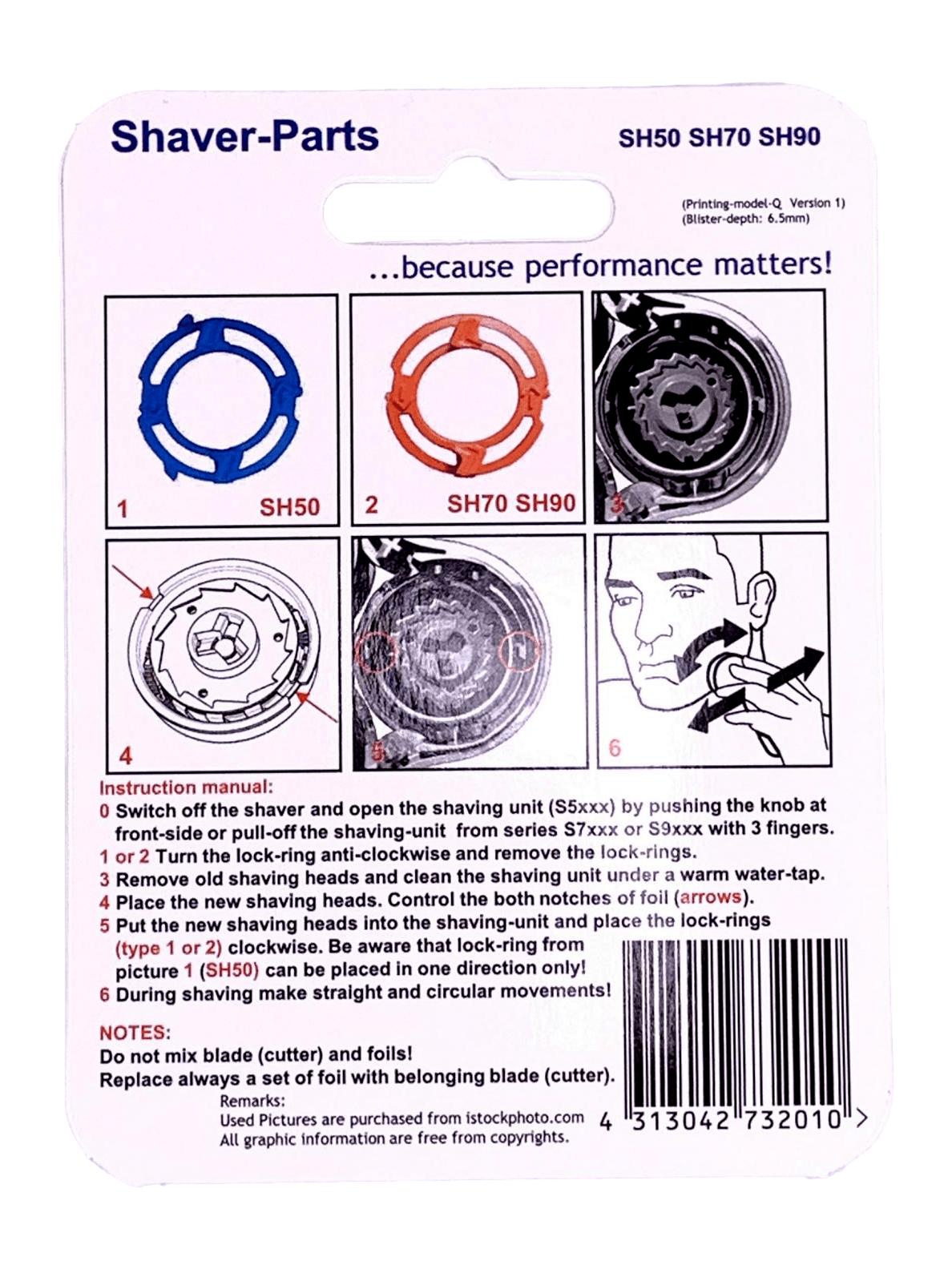Nova 3er Scherköpfe verwendbar passend für SH50 SH70 SH90